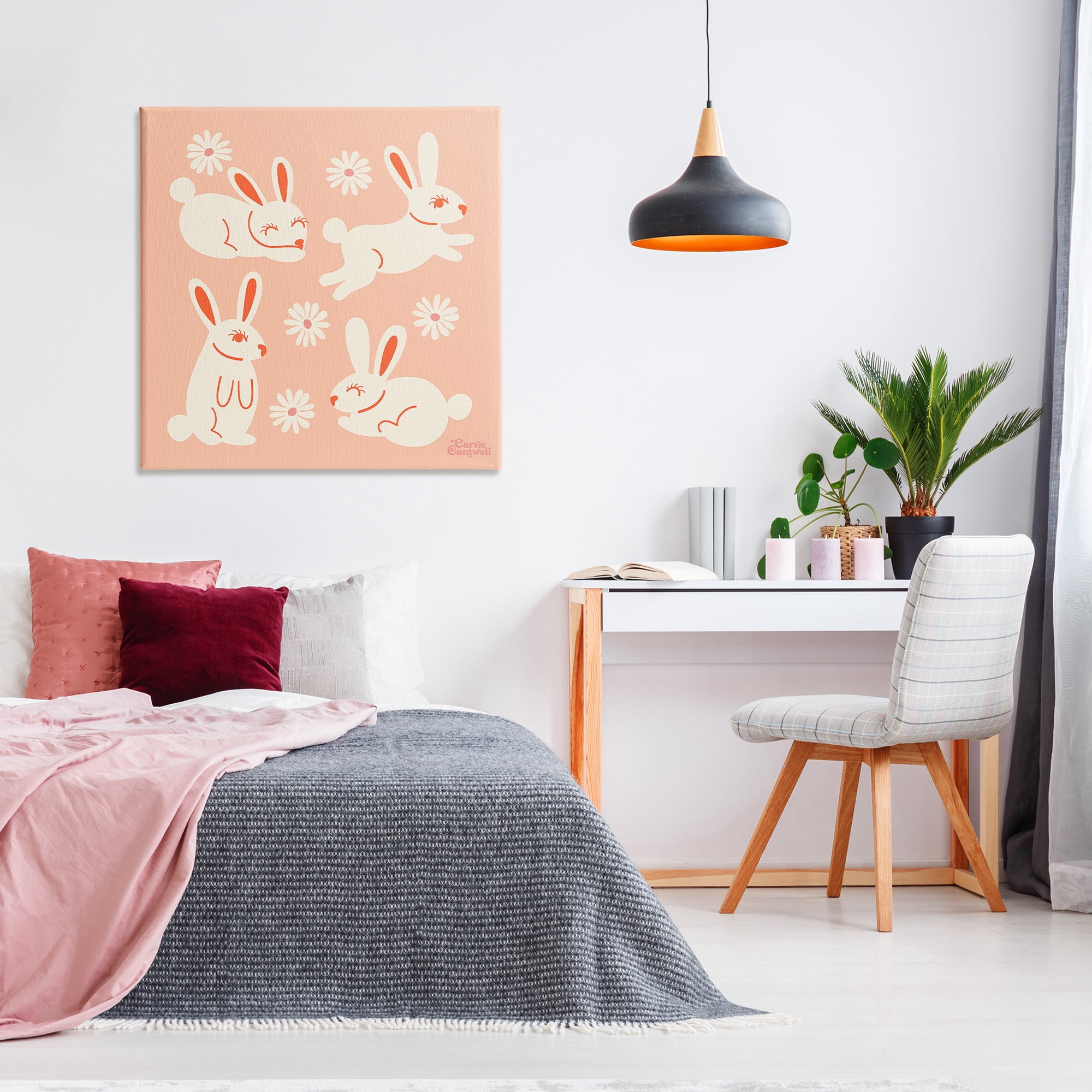 Stupell Industries Minimal Rabbits Pattern Animals & Insects Painting Gallery Wrapped Canvas Art Print Wall Art, 36 x 36