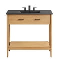 thumbnail image 5 of Sink Vanity Cabinet, Black Natural, Wood, Mid Century Hotel Bedroom Bathroom, Modern Contemporary HB36492, 5 of 10