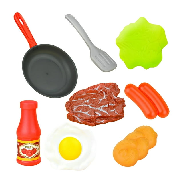 Interactive Pretend Play Kitchen Set -Realistic Toy Steak & Vegetables,Educational Role-Play Food for Toddlers,Cooking Simulation,Kids Cooking Set Education Learning Gift for Boys Girls