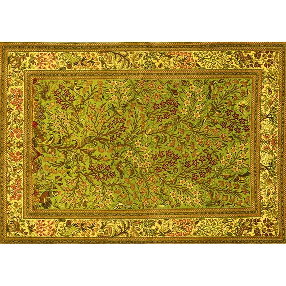 Ahgly Company Indoor Rectangle Animal Yellow Traditional Area Rugs, 8' x 10'