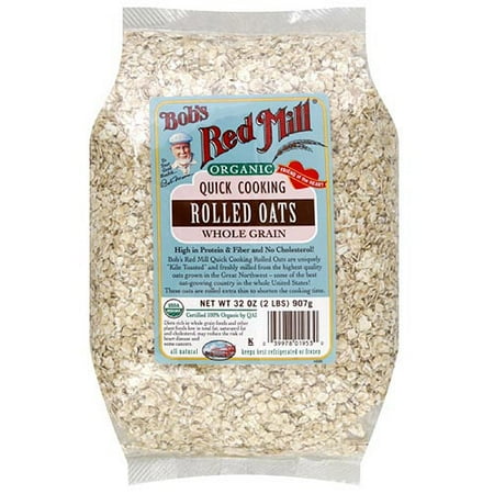 Bob's Red Mill Organic Rolled Quick Cooking Whole Grain Oats, 32 oz (Pack of 4)