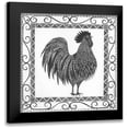 thumbnail image 1 of Shamp, Cindy 15x15 Black Modern Framed Museum Art Print Titled - BandW Rooster, 1 of 5