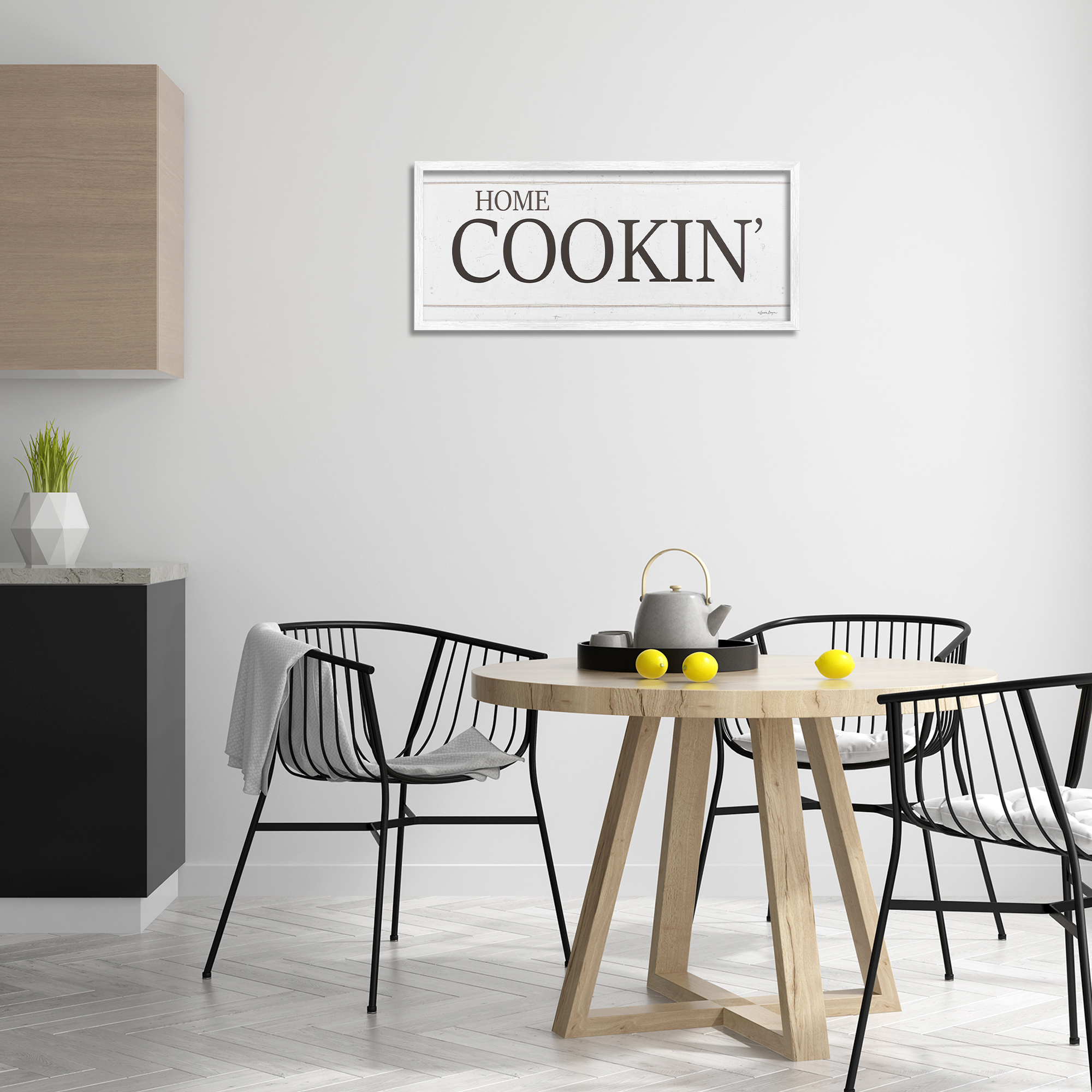 Stupell Industries Home Cookin' Phrase Food & Beverage Painting White Framed Art Print Wall Art, 30 x 13