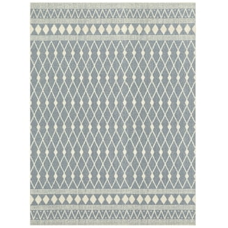 Nicole Miller New York Mod Weave Abstract Wool Runner Rug - 2'5"x7', Navy Blue, Handmade In India