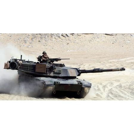 An M1-A1 Abrams Main Battle Tank rumbles across a live-fire range Poster Print by Stocktrek