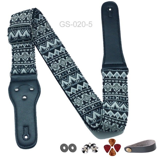 Correa de guitarra de 10 Uds., correas de guitarra de algodón con extremos de cuero de plena flor para bajo, guitarra eléctrica y acústica, regalos para