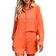 thumbnail image 1 of Ropa de mujer, Conjunto de pantalones cortos de camisa para mujer Camisa casual de manga larga con b Abody Naranja/XX-grande, 1 of 7