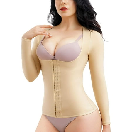 

Junlan Women Waist Trainer Shapewear Tummy Control Corset Arm Slimmer Body Shaper Post Surgery Compression Top(Beige S)
