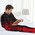 thumbnail image 5 of KLL Black Panther Red Background Sleepwear Mens Flannel Pajamas,Long Cotton Pj Set, 5 of 7