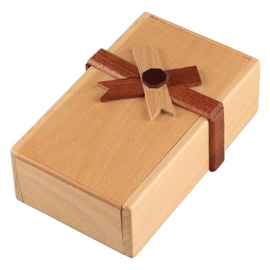 Tricky Wooden Puzzle Box Secret Opening Puzzle Box With Ribbon 