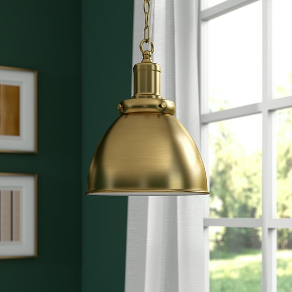 Elodie 12" Wide Pendant with Metal Shade in Brass/Brass