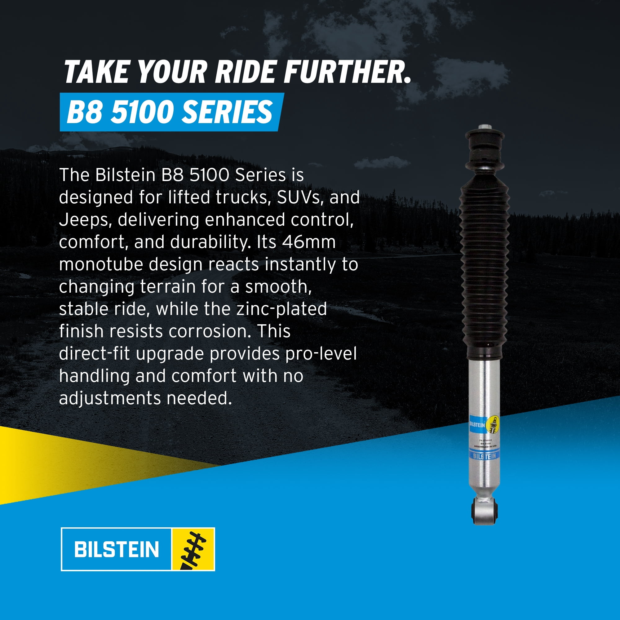 Bilstein Pair of Front B8 5100 Series Shocks Compatible with 2017-2025 F250/F350 4WD w/o Tremor Package with 2-2.5" Front Lift