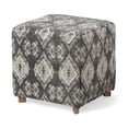thumbnail image 4 of Mercana Pallu 18.75"H Dhurrie Brown Cotton Cover w/Four Wooden Legs Ottoman, 4 of 4