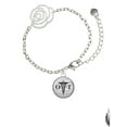 thumbnail image 2 of Delight Jewelry Silvertone Domed Black OT Silver-tone Flower Link Chain Bracelet, 6.75"+2" Extender, 2 of 4