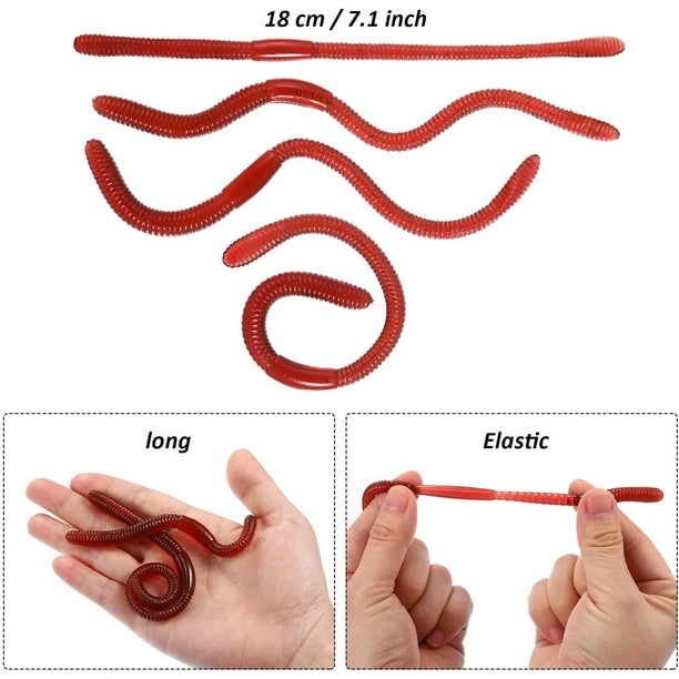 16 Pieces Fake Earthworm Plastic Lifelike Worm Soft Stretchy