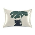 thumbnail image 7 of Yayeee Pillowcase King Size Set of 2 Satin Wrinkle Resistant Pillow Case, Black Cat Plants, 7 of 7