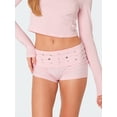 thumbnail image 5 of Women Y2K Studded Foldover Micro Shorts Vintage Low Waist Slim Fit Mini Shorts Summer Boxer Short Party Clubwear, 5 of 6