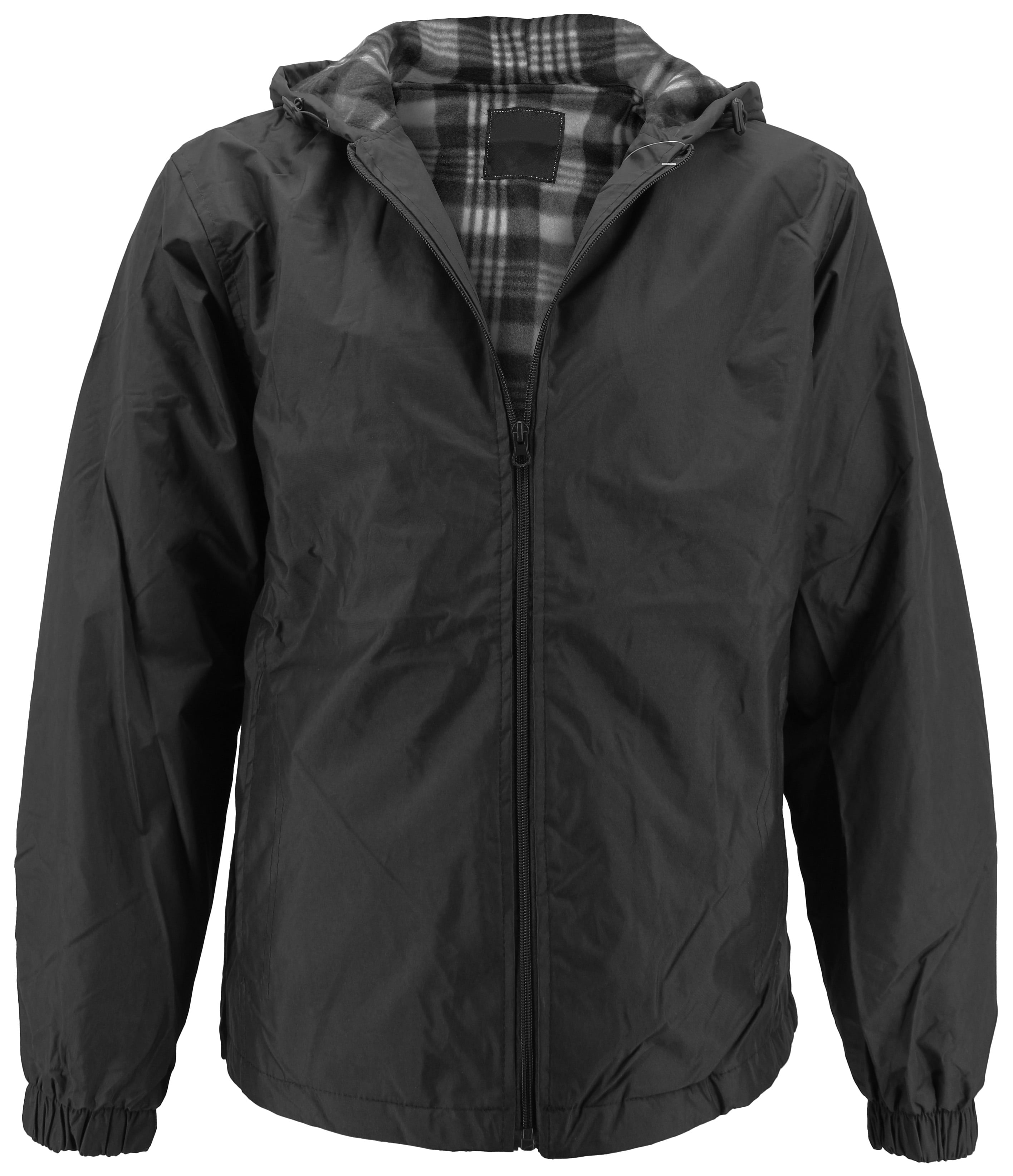Men's Water Resistant Polar Fleece Lined Hooded Windbreaker Rain Jacket (Gray, M) - Walmart.com