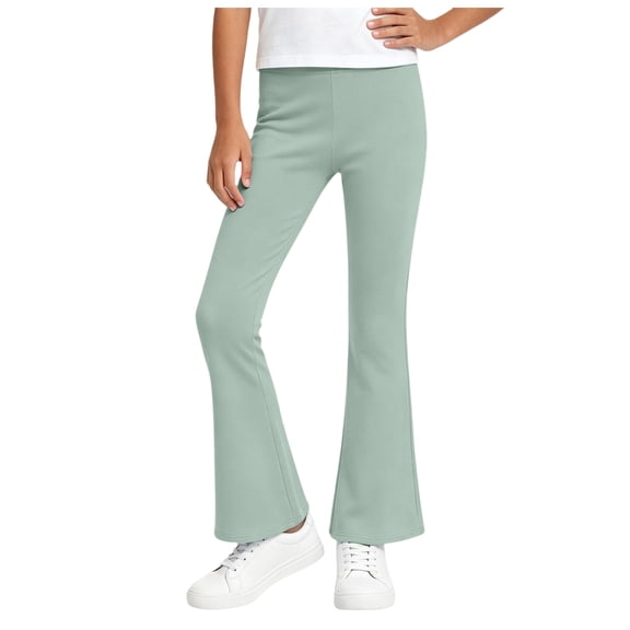 Mnyotv Girls Flare Leggings High Waisted Active Yoga Pants Casual Kids Bell Bottoms Pant Size 11-12 Years