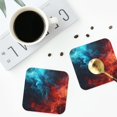 thumbnail image 4 of Zufioo Red And Blue Fire Print Leather Coaster Set, Decorative PVC Coasters 4-pack - Scald and Stain-resistant, Suitable for Home, Cafes, Restaurants-Square, 4 of 6