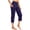 PB123_Navy, variant on Capri Pants for Women High Waisted Yoga Pants with Pockets - Cropped Workout Leggings for Athletic, Casual Summer Light Blue 2XL