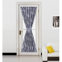  Ella Navy -White 2 Tone Color 1Pc French Door 55"W X 72"L Foam Backing Insulated Thermal Blackout Rod Pocket Curtain Panel With Matching 1 Tieback