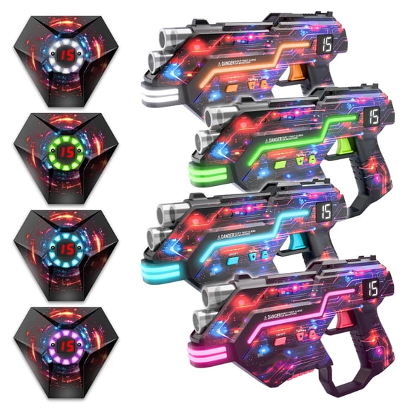 Juego de 4 pistolas láser Winyea Tag, LED, alcance de 45 m, para mayores de 8 años