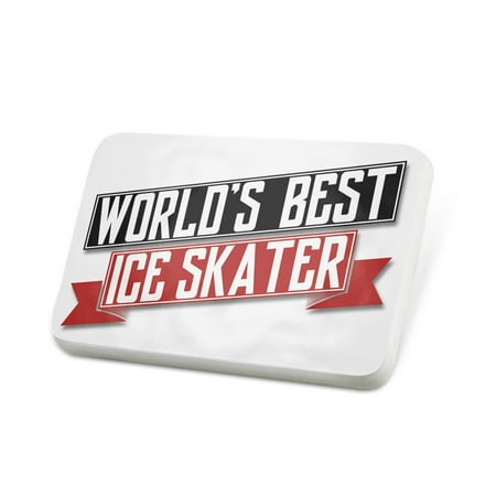Porcelein Pin Worlds Best Ice Skater Lapel Badge –