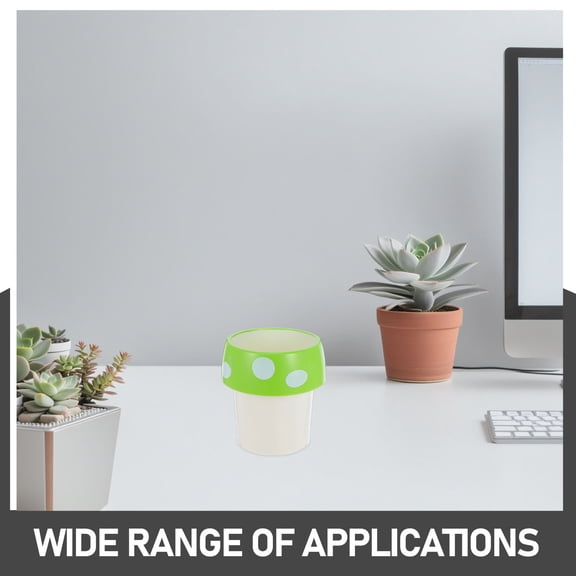 ETEREAUTY Mushroom Green Plastic Small Desktop Trash Can for Home and Office