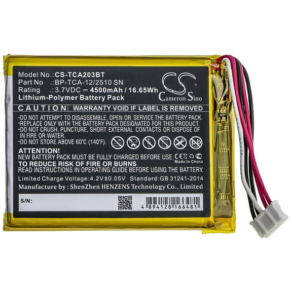 4500mAh Technicolor BP-TCA-12/2510 SN Battery for TCA203COMG TCA203