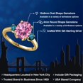thumbnail image 2 of Gem Stone King 18K Yellow Gold Plated Silver Ring Oval Pink Moissanite and Diamond (3.36 Cttw), 2 of 6
