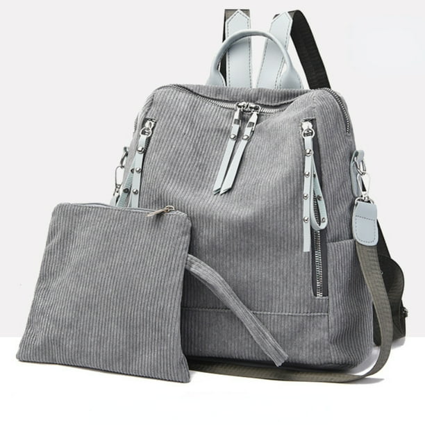 2PCS Juego De Mochila Convertible De Pana, Versátil Bolsa Escolar, Mochila Y Bolso Para Viajes Para Mujer