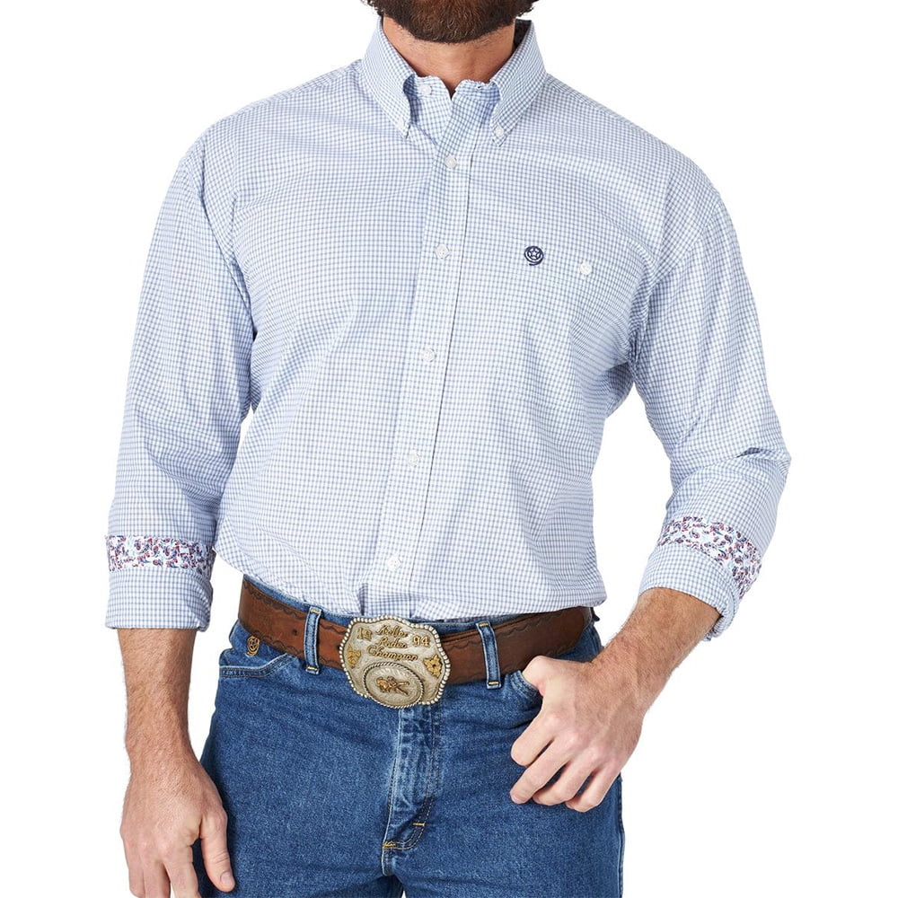 Wrangler Mens George Strait Blue Plaid 
