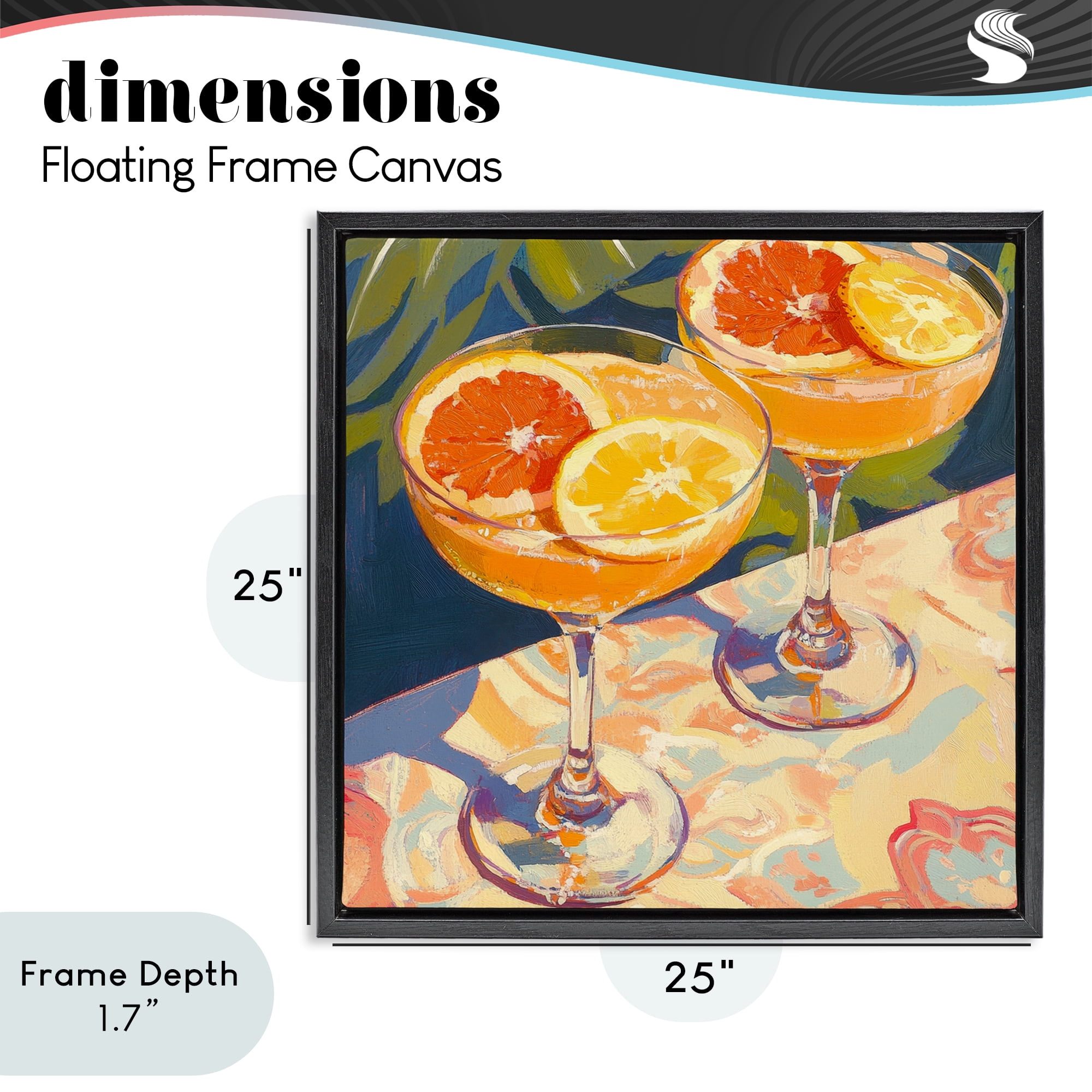 Stupell Industries Fruity Summer Cocktails Black Framed Floater Canvas Wall Art, design by Petal Prints Design