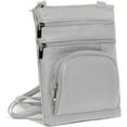 thumbnail image 4 of TOVOSO Crossbody Bag for Women, Genuine Leather Multi-Pocket Purse with Adjustable Strap, RFID Protection, Built-In Wallet, Medium, Grey, 4 of 8