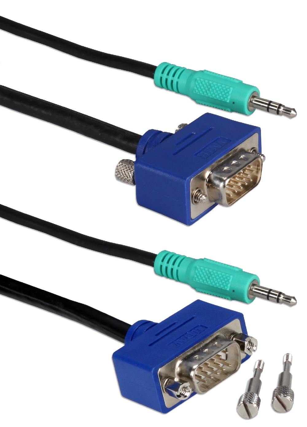 QVS 25ft High Performance UltraThin VGA/UXGA HDTV/HD15 with Audio Tri-Shield Fully-Wired Cable with Panel-Mountable Connectors