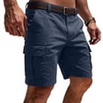 thumbnail image 3 of Inglocry Cargo Shorts for Men Bermuda Relaxed fit Elastic Waist Athletic Work Shorts Summer Lightweight Hiking Shorts Multi Pockets Navy M, 3 of 6
