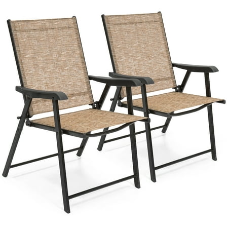 Best Choice Products Set of 2 Outdoor Mesh Patio Folding Sling Back Chairs with Steel Frame, (Best Zero Gravity Chair For Back Pain)