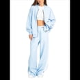 thumbnail image 2 of Conjunto de 2 Piezas para Mujer: Sudadera Informal de Larga con Cremallera y Pantalones Deportivos de Pierna Azul M, 2 of 10