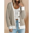 thumbnail image 5 of Women'S Casual Open Front Long Sleeve Chunky Knit Striped Cardigan Sweaters Outerwear Coats  L, 5 of 6