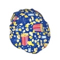 thumbnail image 2 of Kdxio Cute Popcorn Print Shower Cap for Women,Elastic and Reusable,Double Waterproof Layers Bathing Hat, 2 of 9