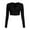 Black, variant on Cardigan Sweater Women's Fashion Cropped Rib Long Sleeve Knit Cardigan with Cropped Buttons Women's Cardigans Brown