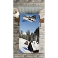 thumbnail image 3 of Ambesonne Winter Quilted Bedspread Set 2 Pcs, Log Cabins in Mountains, Twin Size, Blue Brown White, 3 of 3