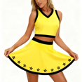 thumbnail image 2 of KHONTS Cheerleading for Women Tank Tops Pleated Skirts Cute Outfits for Carnival Party Clubwear 04-Yellow XL, 2 of 7