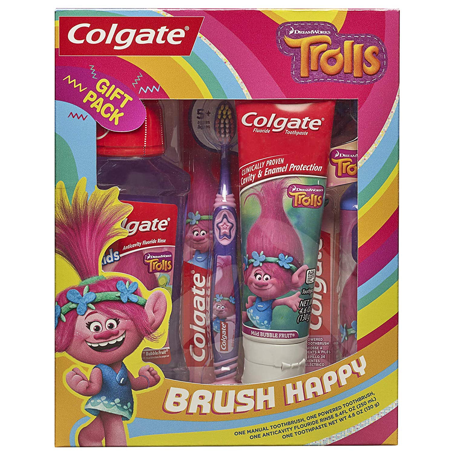 Kids Toothbrush, Toothpaste, Mouthwash Gift Set, Trolls, Gift set