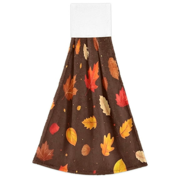 Autumn Falling Leaves 2 Pack 14''x18'' Hand Towels Soft Coral Fleece Quick Dry Hook and Loop for Kitchen Bathroom