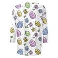 thumbnail image 5 of Easter Festive T-Shirt for Women Whimsical Bunny and Decorated Egg Pattern Crewneck Three Quarter Sleeve Casual Comfort Holiday Clothes, 5 of 5
