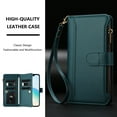 thumbnail image 3 of for iPhone 16 Flip Wallet Case, PU Leather Protective Rugged Cover with Credit Card Slots Zipper Pocket, Shock-Absorbent Kickstand Magnetic Closure Lanyard & Shoulder Strap, Darkgreen, 3 of 10