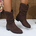 thumbnail image 6 of SKIYLEVZ Mid-calf Boots for Women Wide Calf Cowgirl Boots Style Side Zipper Classic Round Toe Cowgirl Boots Fall Slip On Women Shoes Cowgirl Boots Durable Outdoor Hiking Boots, 6 of 9