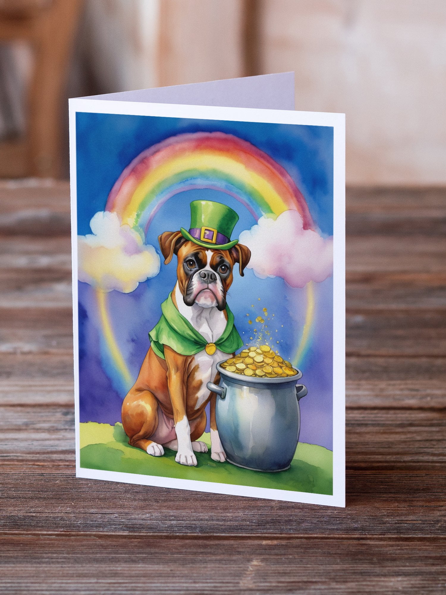 Boxer St Patrick's Day Greeting Cards Pack of 8 7 in x 5 in